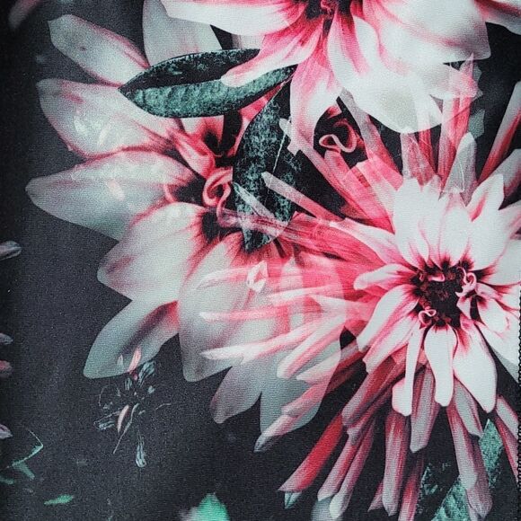 🔺️Kyodan Hot Pink & Black Floral High Waist Athletic Pants Small - Picture 5 of 7